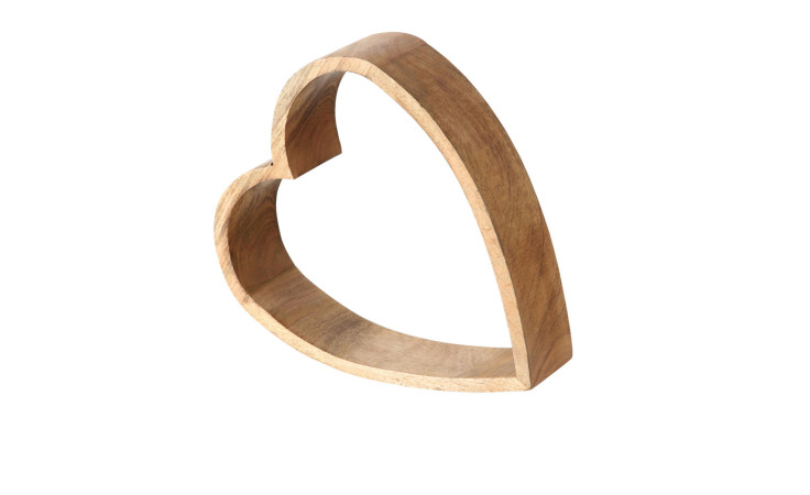 Dekoherz 8 cm aus Naturmaterialien, braun, in Herzform, auf weißem Hintergrund präsentiert.