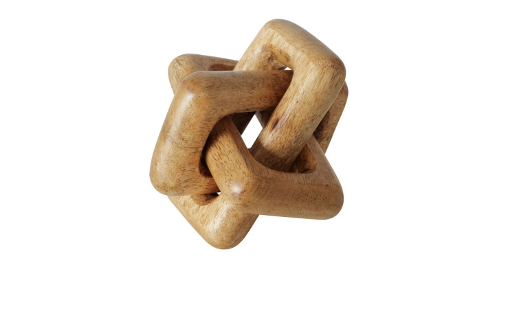 Der Dekoaufsteller Sual ist ein braunes 3D-Puzzle aus Holz mit zwei geometrischen Formen - ideal für die Dekoration mit Naturmaterialien.