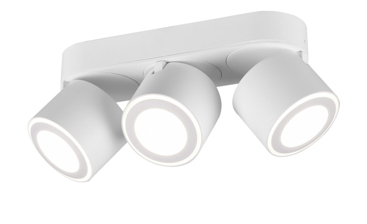 Die Trio LED-Deckenleuchte Taurus verfügt über drei verstellbare Zylinder-Leuchtmittel inklusive, die jeweils hell leuchten.