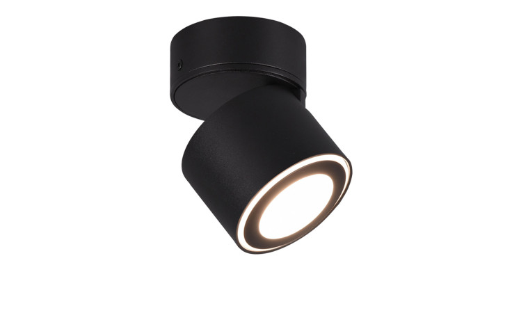 Trio LED-Deckenleuchte Taurus 8,7 cm, schwarz, zylindrisch, Leuchtmittel inklusive, Licht nach unten gerichtet.