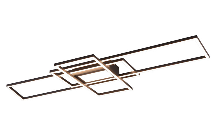 Trio LED-Deckenleuchte Irvine in Anthrazit mit sich kreuzenden Metallrahmen und Leuchtmittel inklusive.