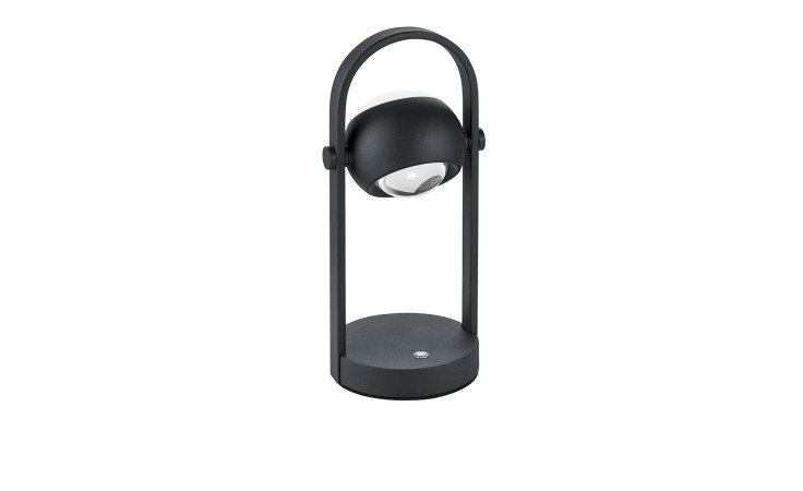 Die Musterring LED-Tischleuchte MR-Cannon 34 cm verfügt über einen gewölbten Rahmen, einen verstellbaren Kopf und beinhaltet ein Leuchtmittel.