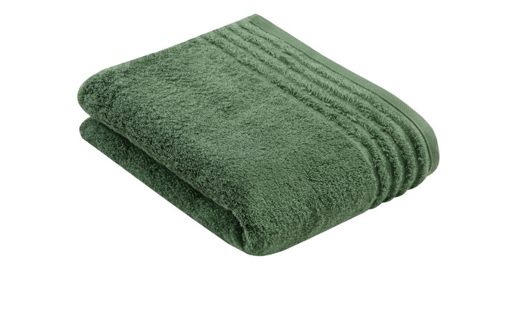 Ein gefaltetes Vossen Badetuch Vienna Style Supersoft 80 x 160 cm, strukturierter Streifen, auf weißem Grund.