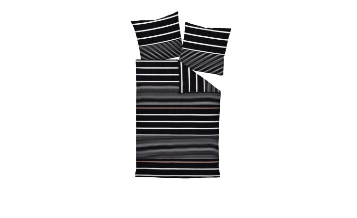 Die Mako-Satin-Bettwäsche J.D. 135 x 200 cm mit zwei Kopfkissenbezügen ist auf weißem Grund abgebildet.