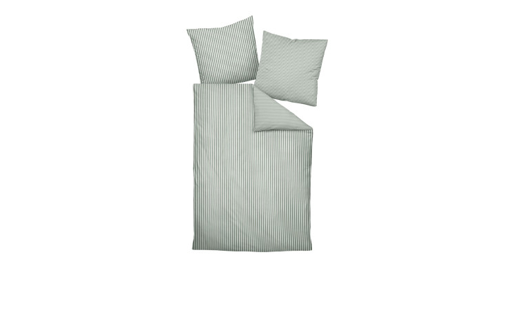 Die Flanell-Bettwäsche 155 x 220 cm Salbeigrün besteht aus zwei Kissen und einer Bettdecke in zartem Salbeigrün.