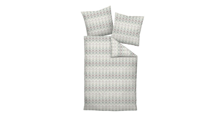 Satin-Bettwäsche Milano 155 x 220 cm im Set mit Chevron-Pastell, inklusive Bettdeckenbezug und zwei Kissenbezügen.