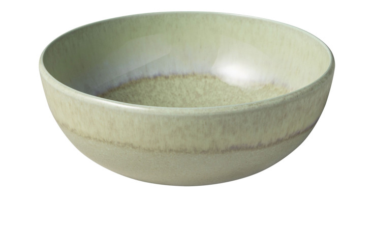 Die Villeroy & Boch Müslischale Perlemor Alga 530 ml ist eine runde, glänzende, hellbeige Schale auf weißem Grund.