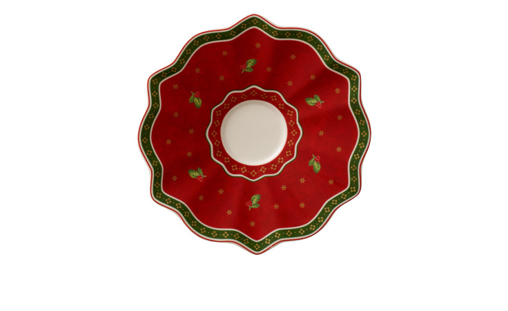 Kaffee-/Tee-Untertasse Toy's Delight 16,5 cm in rot mit verziertem Rand.