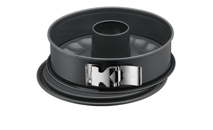 Die Kaiser Springform LaForme Plus 28 cm ist eine runde Stahlform mit Mittelrohr, Verriegelung und Antihaftbeschichtung.