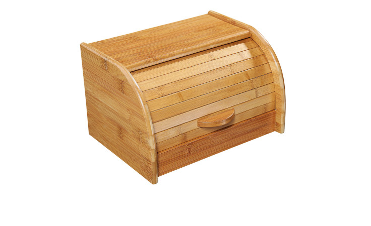 Der Brotkasten 27 x 17 cm ist ein hölzerner Brotkasten mit gewölbter Vorderseite und Griff, der aus Qualitätsholz gefertigt ist.