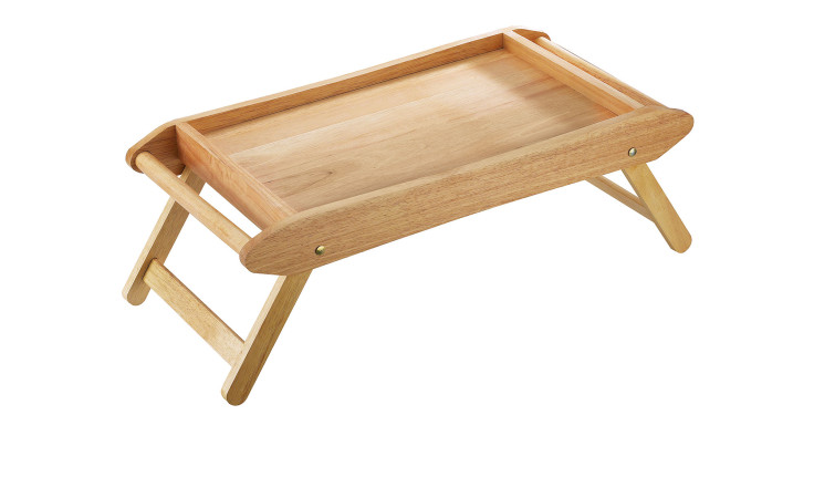 Ein Bett- / Serviertisch Frühstückstablett mit klappbaren Beinen, abgebildet auf einem weißen Hintergrund.