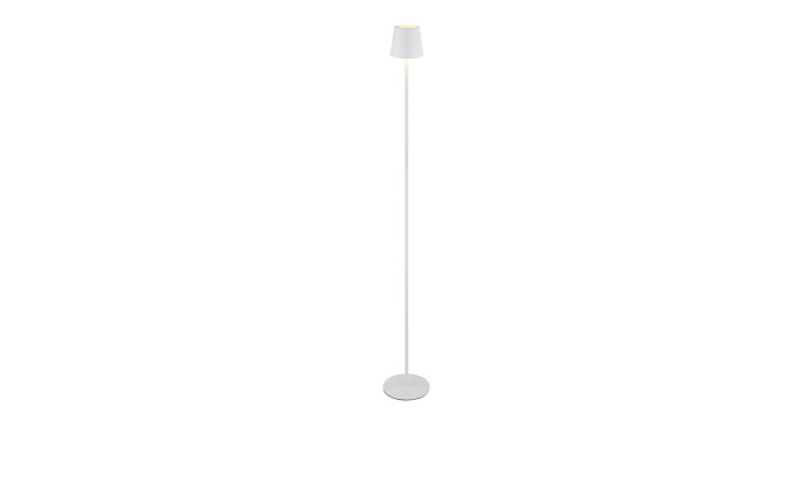 Die LED-Stehleuchte Vannie 120 cm von Globo aus Kunststoff/Metall überzeugt mit rundem Sockel und schlankem Design.