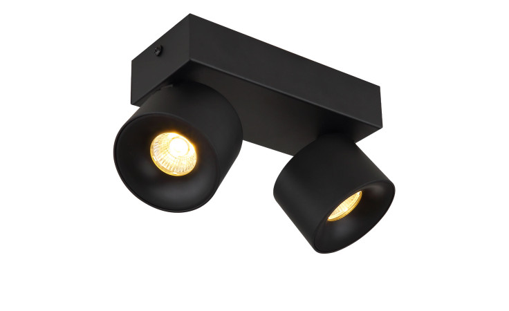 Globo LED-Strahler Rae 20,5 cm: schwarze Aluminium-Deckenleuchte mit 2 verstellbaren Spots, Leuchtmittel inklusive.