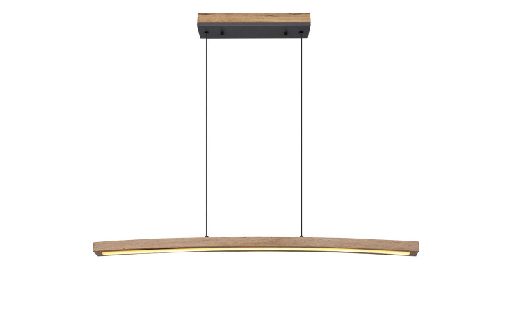 Globo LED-Hängeleuchte Doro 120 cm: Modernes Design, gebogener Holzwerkstoff, teilmontiert, Leuchtmittel inklusive.