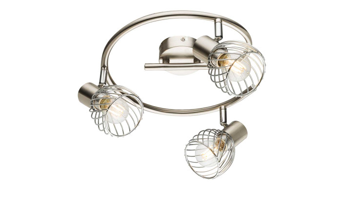 Deckenleuchte Texas aus Nickel in silber mir drei Spots.