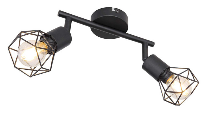 Strahler Xara I aus Metall in schwarz mit zwei Spots.