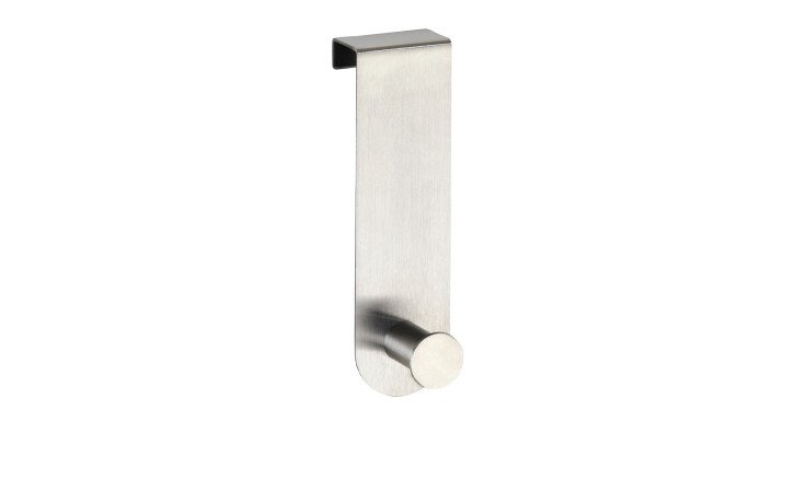 Der Türhaken Celano ist ein silberfarbener Edelstahl-Türhaken mit einem modernen, minimalistischen Design.