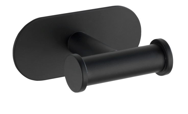 Wandhaken Turbo-Loc: mattschwarzer Wandhaken aus Metall mit abgerundeter rechteckiger Basis und zylindrischem Zapfen.