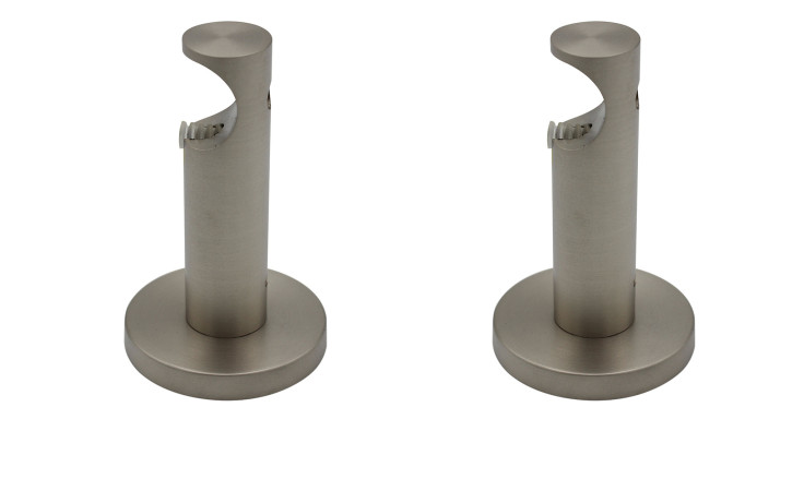 Der Gardinenträger Function 2er-Set (6,5 cm/20 mm) in Edelstahl-Optik, perfekt als Gardinenstangenzubehör, auf weißem Hintergrund.