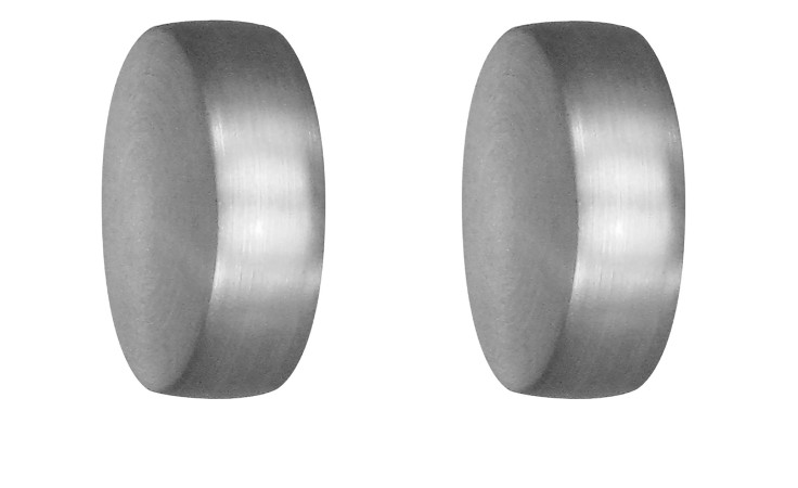 Zwei silberne Endstücke Cap-Noble 2er-Set 20 mm stehen aufrecht vor weißem Hintergrund wie eine Gardinenstange.