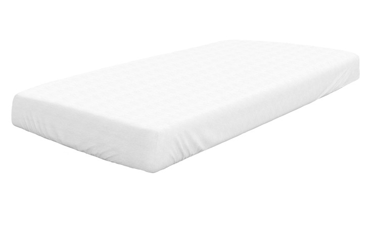 Die Jersey-Spannbettlaken Dormisette 190 x 200 cm hat glatte, eingepasste Kanten und ist auf weißem Untergrund abgebildet.