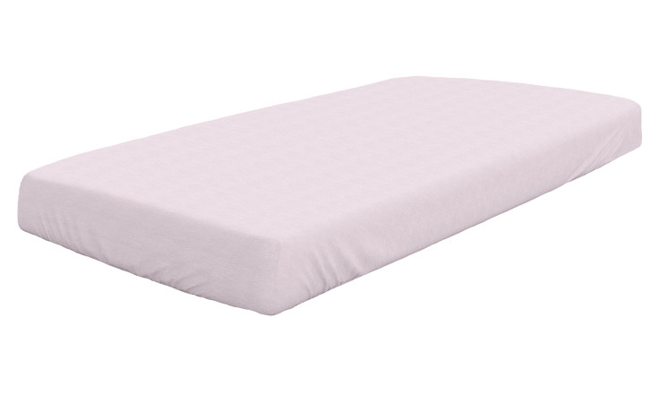 Der Feinjersey-Spannbettlaken ProNight 190 x 200 cm bezieht sich auf eine 200 cm lange Matratze; abgebildet ist einfarbig weiß auf weißem Grund.