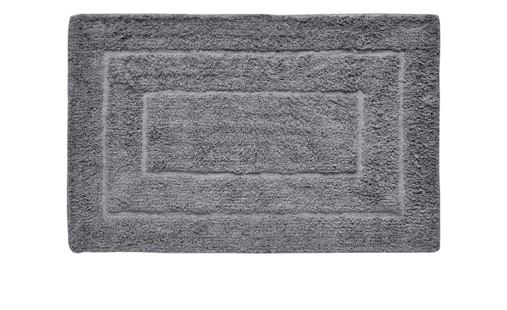 Andiamo Badematte Havanna 50 x 80 cm in Grau Mischgewebe mit einem strukturierten, umrandeten Muster auf weißem Hintergrund.