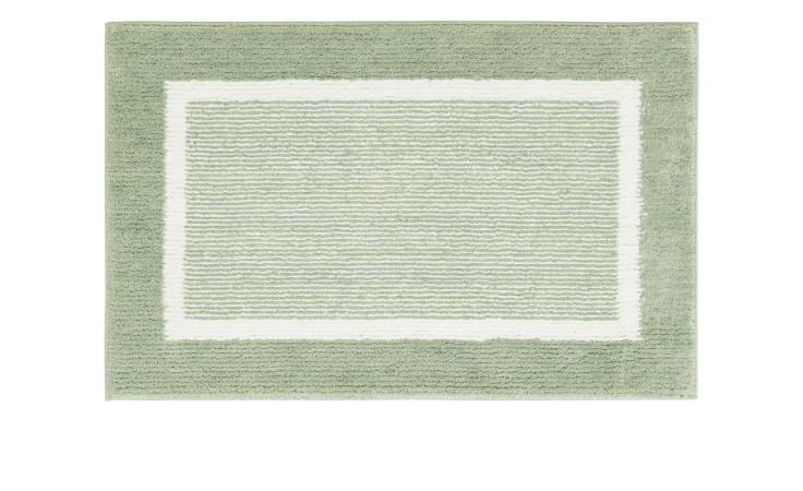 Andiamo Badematte Maui 60 x 100 cm, grün mit weißem Rand und strukturierten Linien aus Synthetikfaser.