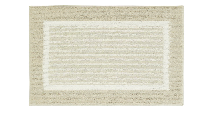 Andiamo Badematte Maui, 60x100 cm, beige Kunstfaser mit hellem Rand, auf weißem Hintergrund.