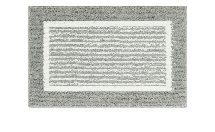 Andiamo Badematte Maui 40x60 cm in Grau, weißer Rand, dezente Linien, strapazierfähige Kunstfaser.