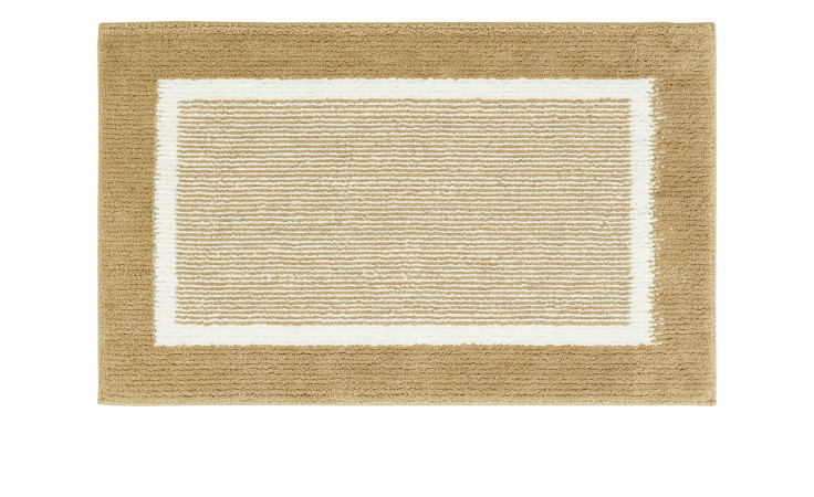Andiamo Badematte Maui, 40x60 cm, taupe, weißer Rand und Streifen, aus Synthetikfaser.