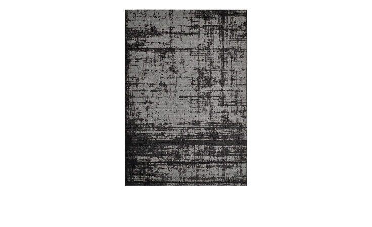 Teppich Patio 160 x 230 cm in Grau, aus Synthetikfaser mit abstraktem schwarzen Muster.