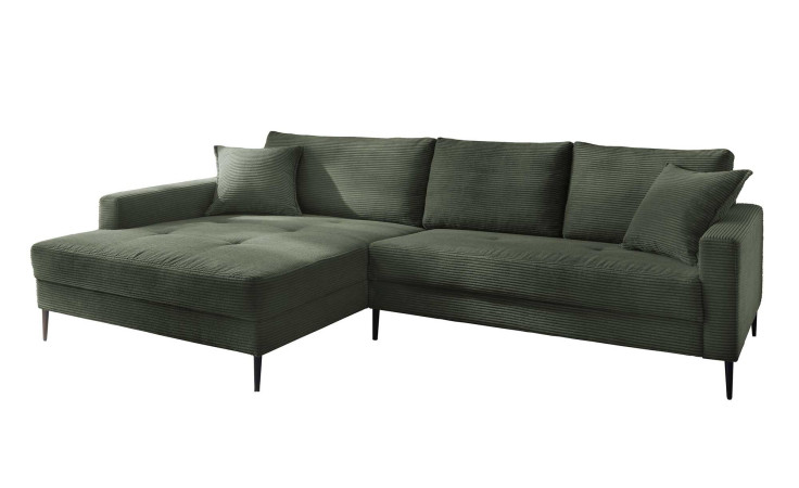 Wohnlandschaft Sunny in Winter Moss, inklusive 3 Rückenkissen und 2 Zierkissen, Ottomane links