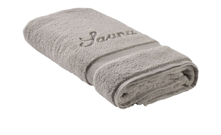 Casa Nova Saunatuch 70 x 200 cm, grau Textil, mit Strukturstreifen und "Sauna" Stickerei.