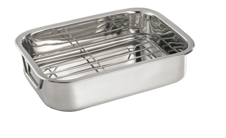 Bongusto Metall-Bratreine 30x6x23 cm mit abnehmbarem Drahtgestell, abgebildet auf weißem Hintergrund.