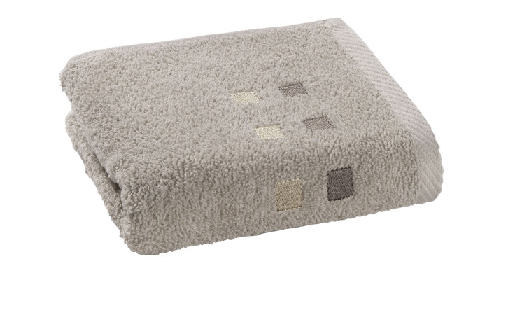 Casa Nova Gästetuch Quattri 30x50 cm-beige Handtuch mit kleinen multishade Quadratmustern auf weiß.
