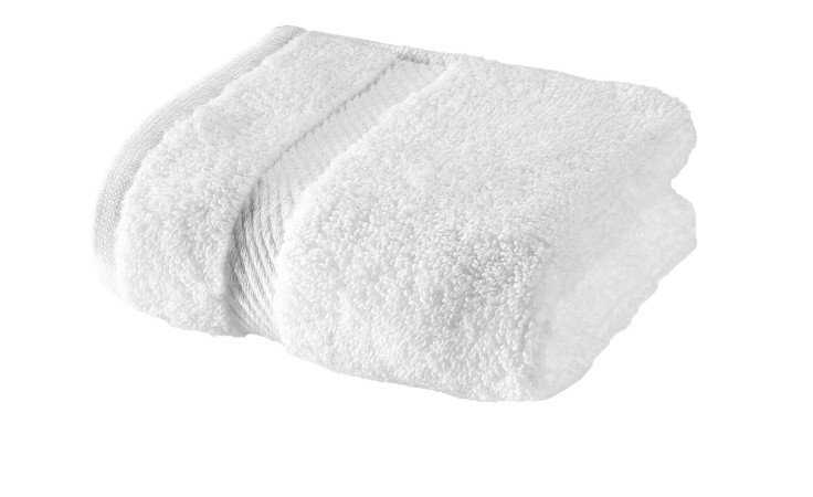 A weiß Casa Nova Gästetuch 30 x 50 cm mit Strukturstreifen, gefaltet auf weißem Hintergrund.