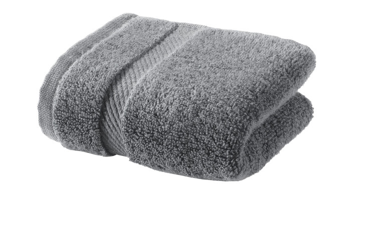 Ein gefaltetes Casa Nova Gästetuch 30 x 50 cm anthrazit mit strukturiertem Band auf weißem Hintergrund.