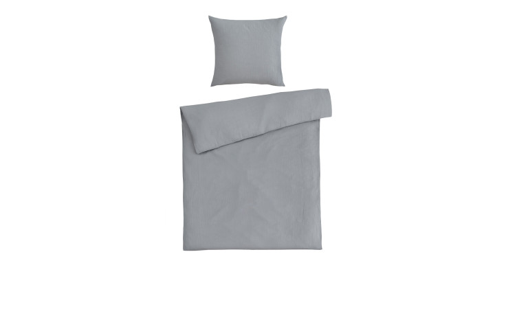 Musselin Bettwäsche 155 x 220 cm in silber.