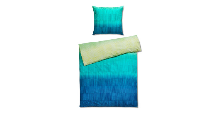 Satin Bettwäsche 135 x 200 cm in grün und blau aus Satin.