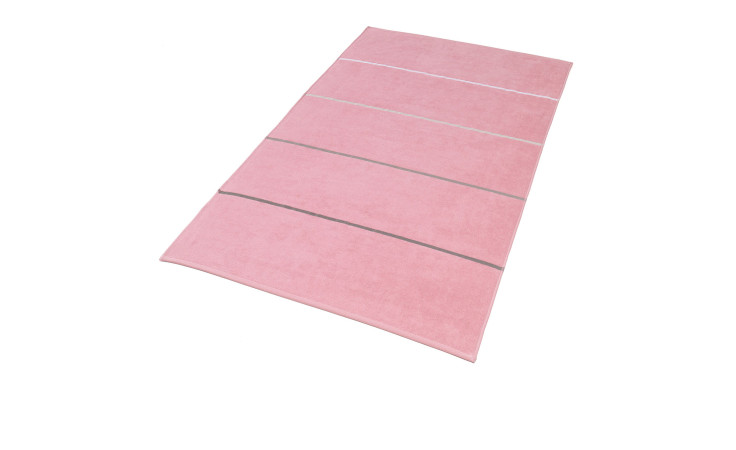Saunatuch 90 x 160 cm rosa mit grauen streifen.