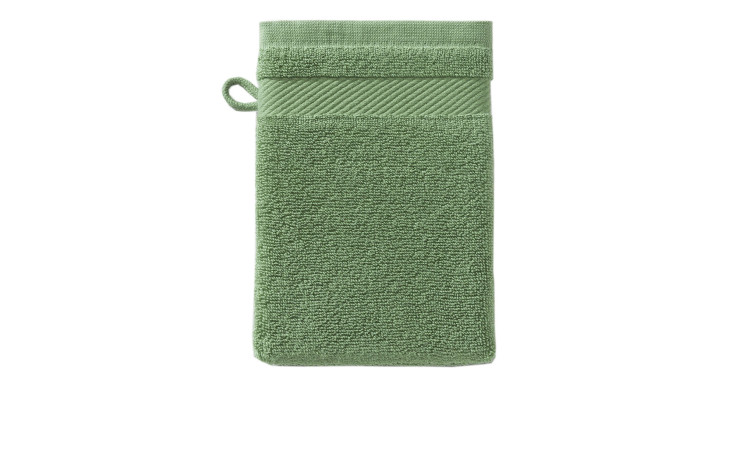 Waschhandschuh 16 x 21 cm in grün aus Baumwolle.
