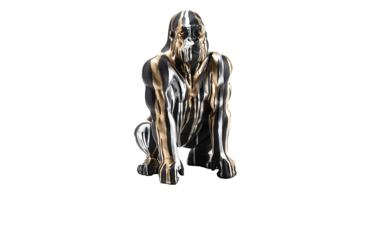 Gorilla 45 cm in silber gold und schwarz aus Kunststoff.