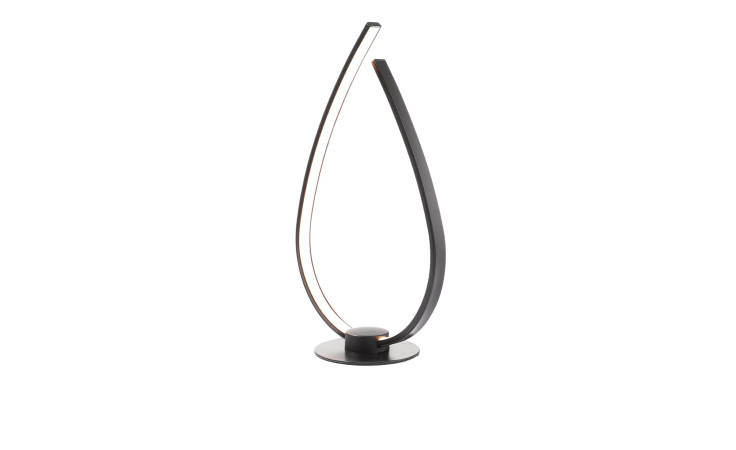 Die LED-Tischleuchte Onion II 37 cm hat geschwungene schwarze Metallarme und eine integrierte LED-Beleuchtung auf einem runden Sockel.