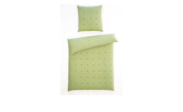 Renforce-Bettwäsche 135 x 200 cm mit kleinem Pünktchenmuster auf Weiß, inklusive passendem Kissenbezug.