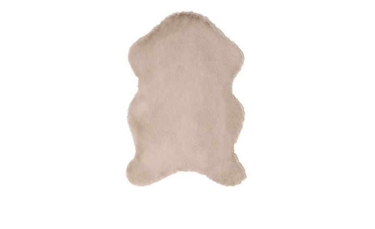 Kunstfell 60 x 90 cm beigefarbener Kunstfellteppich mit einer weichen, flauschigen Textur und einer unregelmäßigen Form.