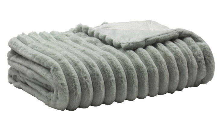 Die Decke geriffelt 150 x 200 cm ist eine gefaltete, hellgraue Rippendecke aus weicher, flauschiger Kunstfaser.