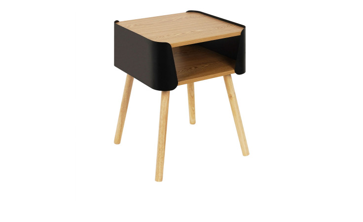 Nachttisch Birte mit Stahlseiten in der Farbe Schwarz