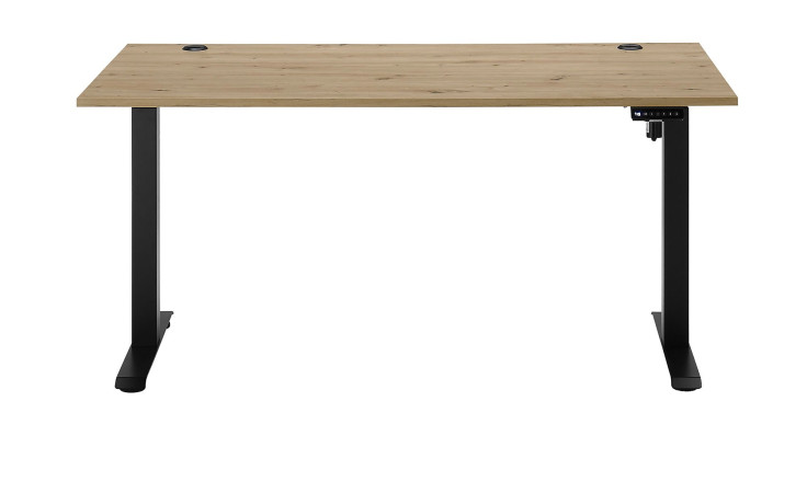 Elektro-Schreibtisch Gedankenplatz in Artisan Eiche Dekor und schwarzem Gestell
