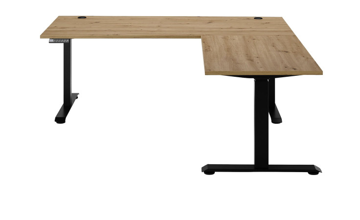 Schreibtischwinkel Melanie in Artisan Eiche Dekor mit schwarzem Gestell